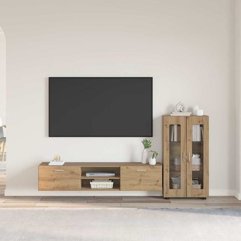 TV Cabinet Set FLORIN 3 pcs Artisan Oak Engineered Wood vidaXL (1/5)
