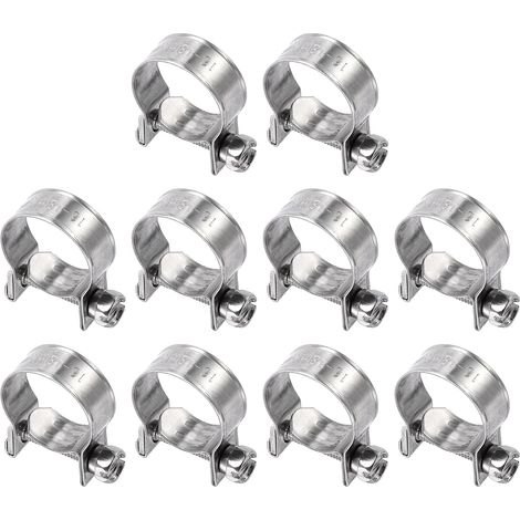 10pcs Collier De Serrage Pour Injection De Carburant 16-18mm Ajustable En Acier Inoxydable 304 Mini Collier Pour Tuyau De Gaz Pour Automotive Agriculture Plomberie Diesel Essence (1/5)