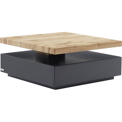 Tavolino 1 cassetto e piano girevole in MDF Antracite e Rovere - KYRIA (1/4)