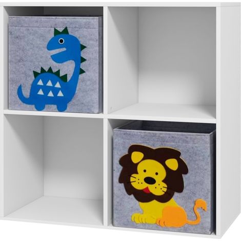 Étagère pour enfants avec 2 boîtes de rangement Blanc et Gris 61,8 x 29,9 x 61,8 cm (1/5)