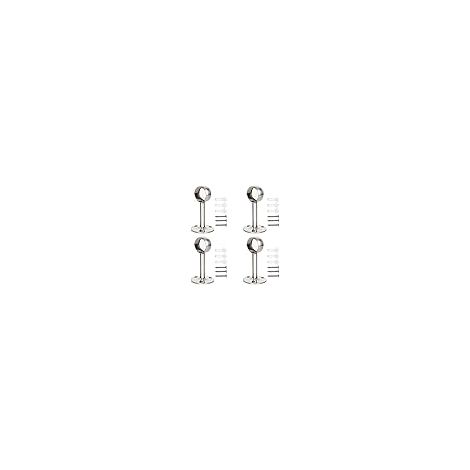 4 Support de Fixation pour Plafond , Support de Tringle A Rideaux Avec Vis et Tube D'expansion à Vis, pour Armoire, Cuisine (22mm, Silber) (1/5)