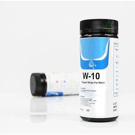 10-in-1 Pool-Teststreifen (100 Streifen pro Packung) – Restchlor, pH-Wert, Alkalität, Trinkwasser, Thermalwasser, Pooltests (1/4)
