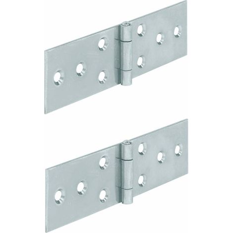 2x charnière plate acier 120x33mm meuble bois porte placard étagère cuisine (1/3)