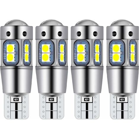 Ampoule T10 W5W led plafonnier voiture led interieur veilleuse led voiture Convient pour les feux de plaque d'immatriculation, les feux latéraux, les feux de position et les plafonniers (4 pièces) (1/5)