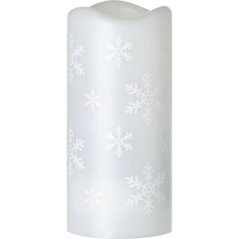 EMOS robuste LED Kerze mit Projektor, Wintermotiv Schneeflocken in Kaltweiß, USB- oder batteriebetrieben (3x AAA), DCPC05 (1/5)