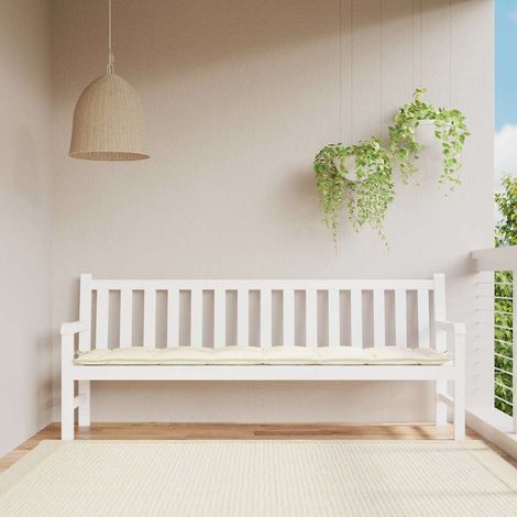 vidaXL Cojín de banco de jardín tela Oxford blanco crema 200x50x7 cm (1/5)