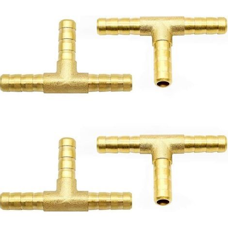 4 raccords en T en laiton de 6 mm pour tuyaux, rallonges de tuyaux, raccords pour tuyaux d'air comprimé, raccords pour tuyaux de carburant (1/5)