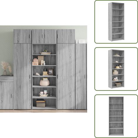 Buffet haut sonoma gris 70x41x185 cm bois d'ingénierie - Buffet Design Intemporel - Meuble Rangement - Commode Gris - Meuble Salon - Mobilier Contemporain (1/5)
