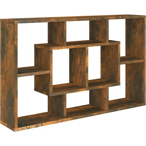 vidaXL Wall Shelf Smoked Oak 85x16x52,5 cm Engineered Wood