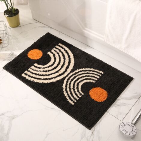 Tapis gaufré à motif galets, antidérapant, absorbant et idéal pour l'entrée de salle de bain (Blanc cassé, 40 x 60 cm)-une