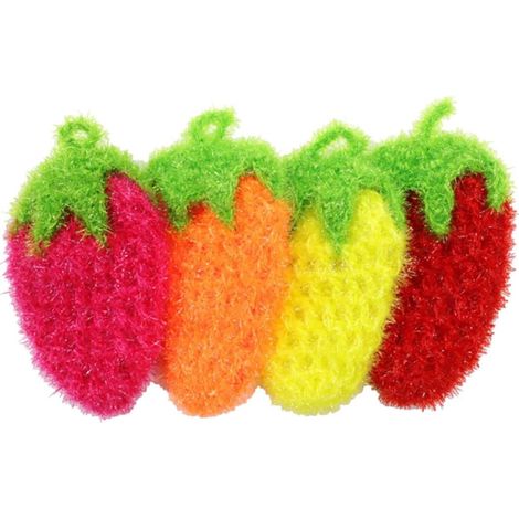 Torchons Cuisine Fraise en Polyester Crocheté Main 4 Pièces Colorées (1/5)
