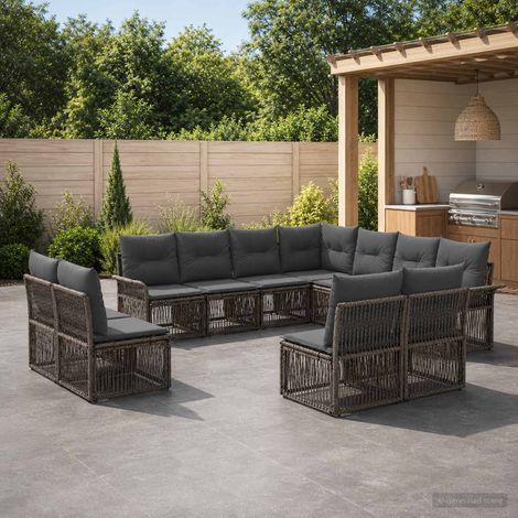 Set Divano da Giardino 11 pcs Grigio polyrattan vidaXL (1/5)