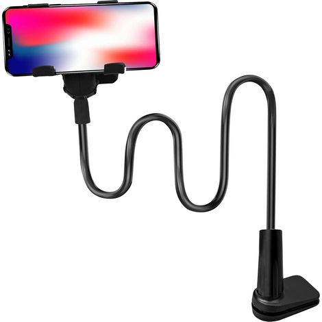 Support Telephone - Bras Flexible 360 Degrés - Pour Bureau Lit Canapé - Longueur 75 Cm Noir (1/5)