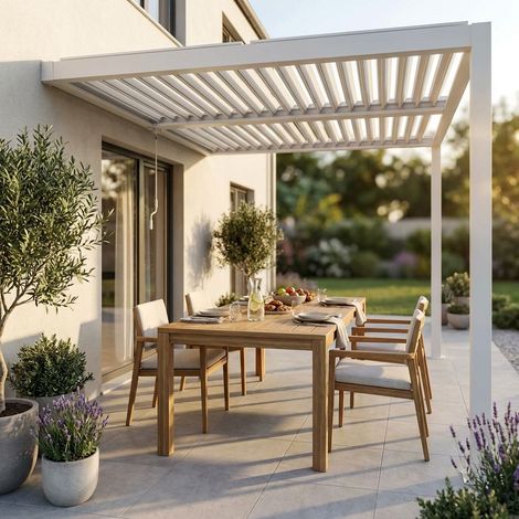 Pergola bioclimatica addossata 4 x 2,5 m (1/3)