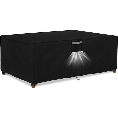 Housse Salon de Jardin Imperméable, Tissu Oxford 420D, Coupe-Vent, Anti-UV Housse de Protection Table de Jardin (180x120x74cm) Noir (1/5)