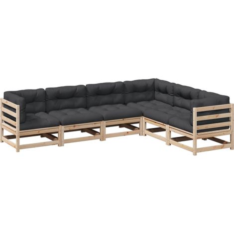 Set Divani Giardino 6 pz con Cuscini in Legno Massello di Pino vidaXL (1/5)