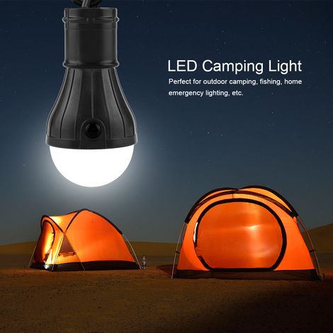 Petite Lanterne Suspendable LED 3 Ampoule Portable Pour Tente Camping Pêche Extérieur Noire (1/5)