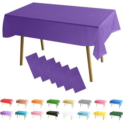 Lot de 6 nappes violet foncé 137x274cm rectangulaires imperméables pour fêtes