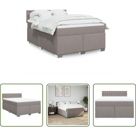 vidaXL Taschenfederkern -  Boxspringbett mit Matratze Taupe 160x200 cm Stoff (1/5)