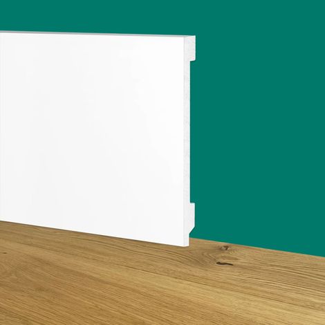 Battiscopa Zoccolino BIANCO Squadrato passacavo 150x15mm in POLIMERI - Polistrutturato (prezzo al metro)