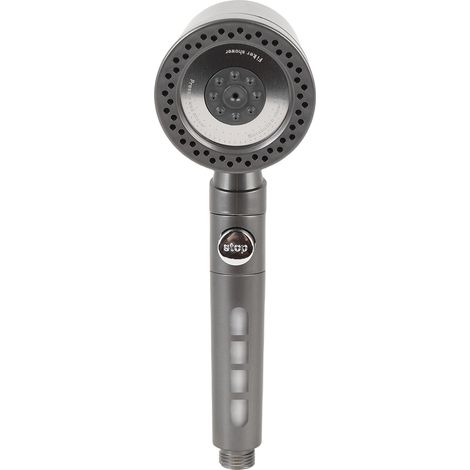 Soffione doccia con filtro, modalità multiple, design elegante, doccetta a mano con funzione boost di pressione per uso domestico, colore grigio. (1/5)