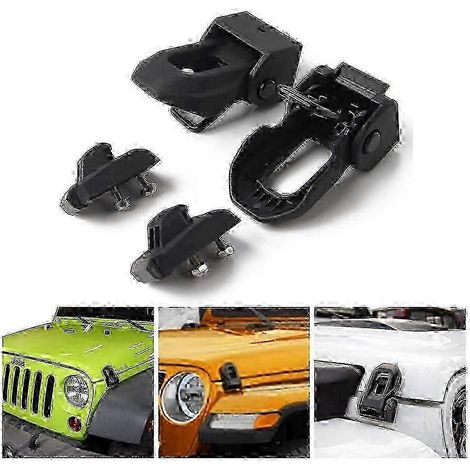 Loquet de capot Jeep pour Wrangler JK JL 2007-2018, original en acier inoxydable noir (1/5)
