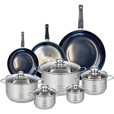 Ensemble de 3 Poêles de cuisson 20, 24 et 32 cm et 5 faitouts 12, 14, 16, 20 et 24 cm Elo Prima Brillant (1/5)