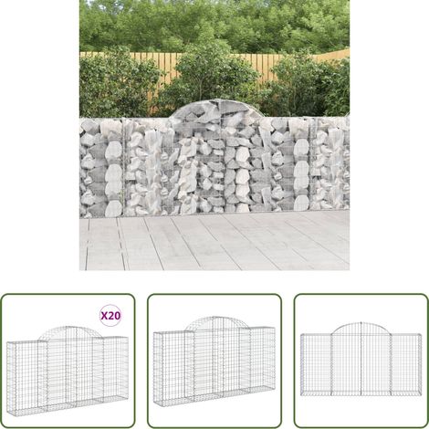 Barrières de jardin - Paniers à gabions arqués 20 pcs 200x30x100/120 cm Fer galvanisé (1/5)
