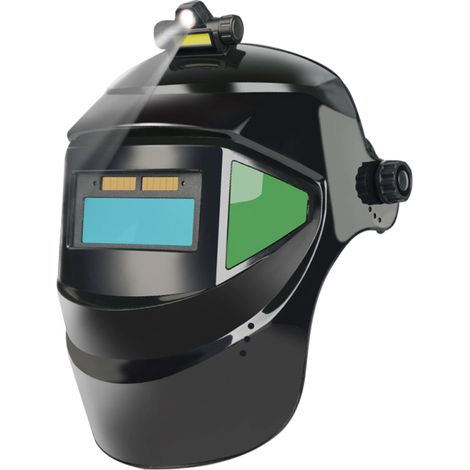 Selbstverdunkelnde Polycarbonat-Schweißermaske mit weitem Sichtfeld und naturgetreuen Farben zum Lichtbogenschweißen, Schleifen und Schneiden. Automatische Helligkeitsanpassung. (1/5)