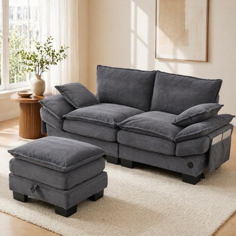 Divano 2 posti con pouf contenitore in corda OKMYHOME (1/5)