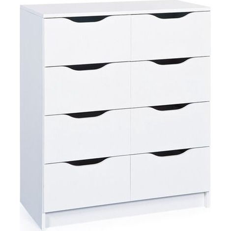 Commode en panneaux de particules mélaminé coloris blanc - Dim : 80 x 40 x 91 cm