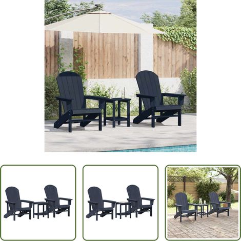 Chaise de jardin moderne - Chaise de jardin 3 pcs Bleu marine Polyéthylène (1/5)