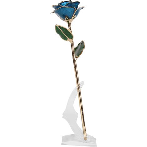 Roses préservées, plaquées or 24 carats, au lustre éclatant et aux détails raffinés, roses exquises plaquées or, idéales pour les fêtes d'anniversaire, les anniversaires de mariage et autres occasions (1/5)