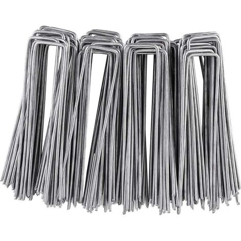 Piquets de fixation en U galvanisés – Lot de 100 pièces, acier 3 mm, 150 x 25 mm, pour géotextile, tuyaux, clôtures et filets (1/5)