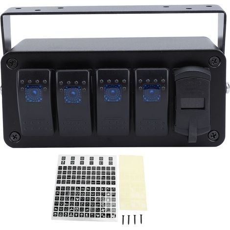 Boîte de Commutation Pré-Câblée à 4 Gangs, Interrupteur Marche/arrêt SPST 12 V PD Type C, Voltmètre de Chargeur USB QC 3.0, Panneau D'interrupteur à Bascule en Aluminium étanche,. (1/5)