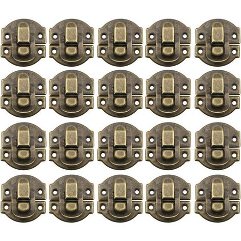 Ahlsen 20Pcs Fermoir Métal Verrouillage Moraillon Vintage Boîte Porte Coque Coffre Fer Ensemble Loquet Tiroir Antique pour Armoire à Bijoux en Bois Décoratif (Bronze)