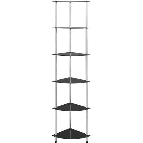 Maison Exclusive - Scaffale a 6 Livelli Nero 30x30x160 cm Vetro Temperato (1/5)