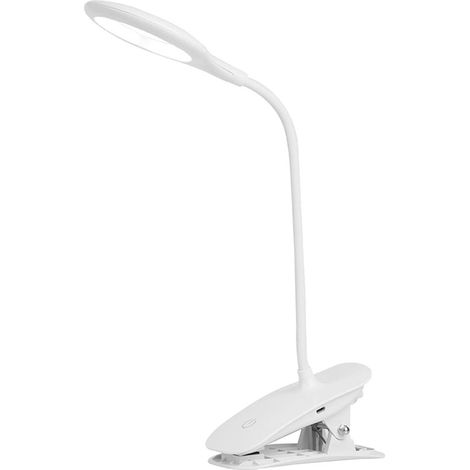 Lampe de Lecture à Pince 3W Veilleuse Douce avec Commande Tactile à col de Cygne Flexible à 360 degrés Dimmable, 3 luminosité lumière blanche Alimenté par Batterie USB Rechargeable 1200mAh 20 LED (1/5)