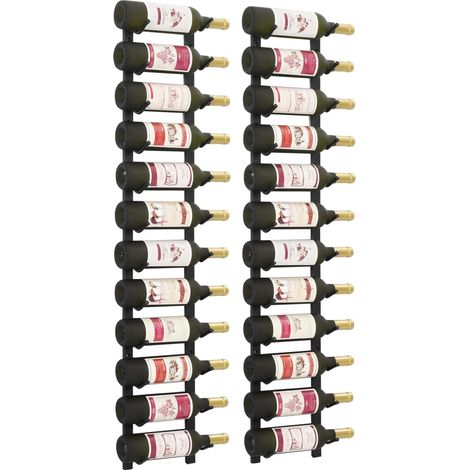 vidaXL Wall Mounted Wine Racks for 12 Bottles 2 pcs Black Iron (1/5)