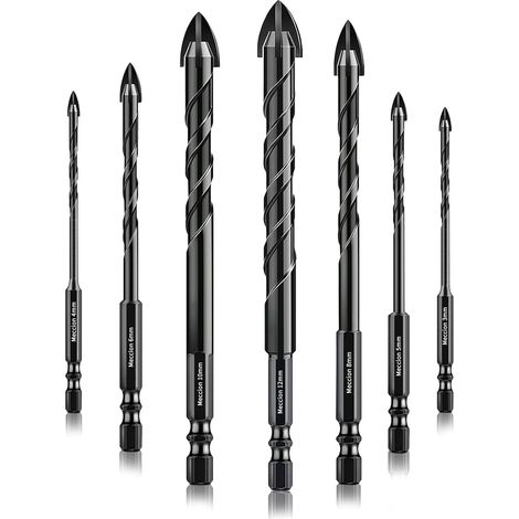 Coffrets de Forets pour Carrelage 3-12mm Forets Professionnels en Croix Carbure de Tungstène pour Carrelage, Brique, Verre, Porcelaine, Plastique, Bois, Ciment, Métal Doux (1/5)