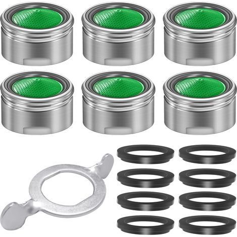M24 Mousseur Robinet, 6 Pièces Mousseur Robinet Cuisine eau en Acier Inoxydable avec Filtre ABS, Filtration à Économie D'eau Aérateur de Robinet Avec 8 Rondelles et 1 Clé de Montage Incluses (1/5)