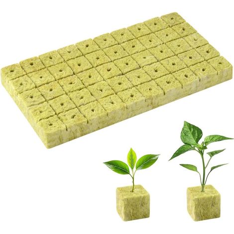 Rock Wool, 50 Pieces Hydroponic Culture Cubes 1 x 1 x 1 in, Soilless Culture Cubes for Cuttings, Planting, Indoor Gardening and Above Ground Crops (1/5)