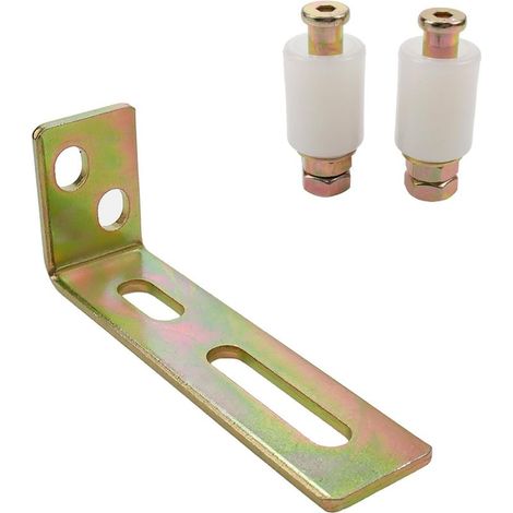 Rouleau de guidage de portail coulissant avec support de poteau en L, support d'assemblage de portail à double rouleau en nylon réglable pour portails roulants coulissants (1/3)
