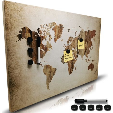 Lavagna Magnetica Cartina Vintage 60 x 40 cm 1 Pennarello Cancellabile 5 Magneti (1/5)