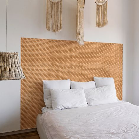 Rouleau revêtement adhésif vinyle au mètre - Sticker mural tête de lit - ROTIN TRESSÉ NATUREL - 120x180cm (1/4)