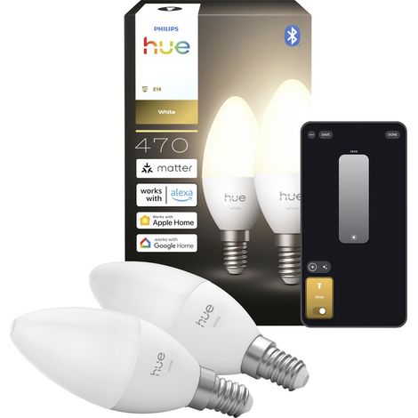 Philips Hue Hue Jeu de 2 ampoules LED 8721103099662 CEE: E (A - G) 2er-Pack E14 0.2 W blanc chaud (1/5)