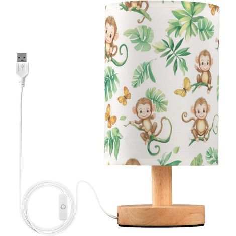 Kcldeci Lampe de chevet motif singes feuilles tropicales (1/5)