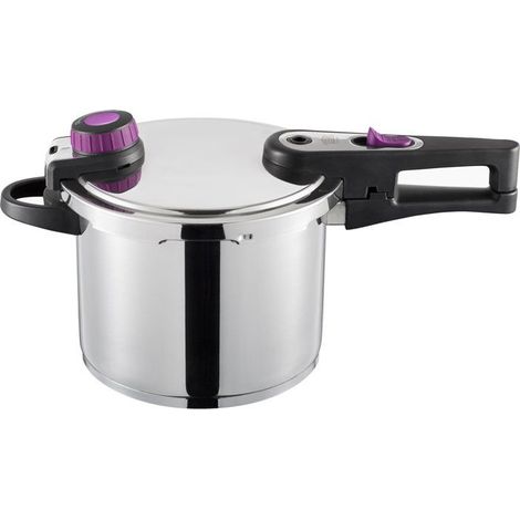 Olla a presión - Inducción - GSW - SYSTEM PLUS - 6 L - Ø 22 cm - Acero inoxidable macizo 18/10 - Incluye cesta y soporte