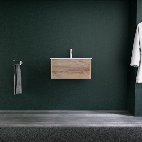 Inda - Mobile bagno L.60 con lavabo opaco / Rovere naturale 1