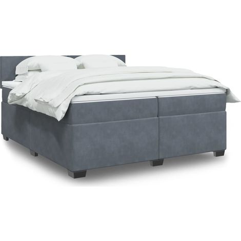 Cama box spring con colchón terciopelo gris oscuro 200x200 cm vidaXL (1/5)